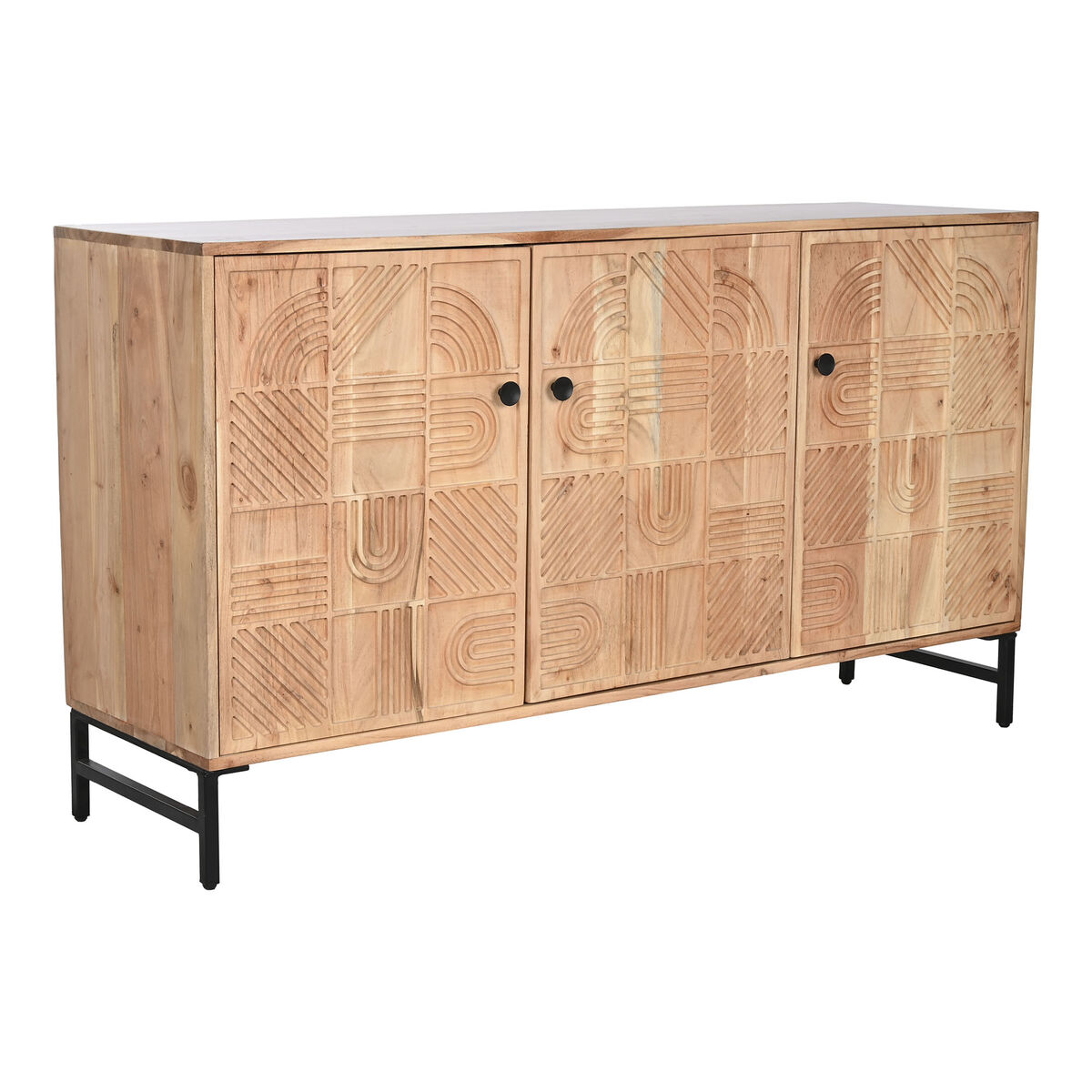 Skänk Home ESPRIT Brun Svart Metall Akaciaträ 145 x 40 x 80 cm