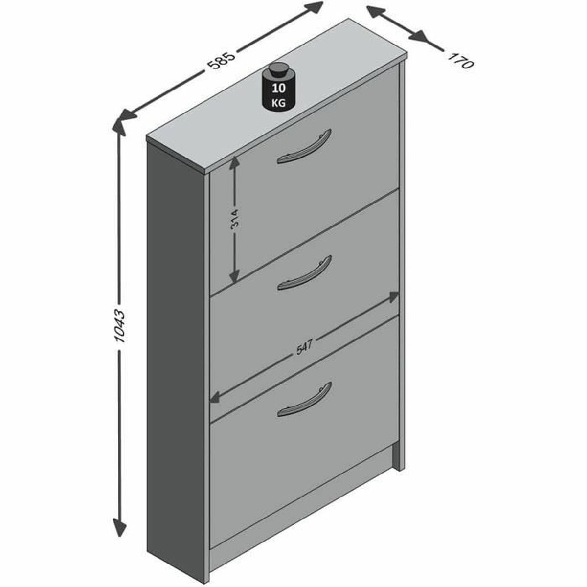Skoställ FMD Vit 58,5 x 104,5 x 17 cm - 2