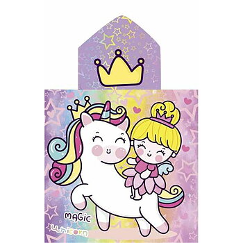 Badduksponcho med luva Secaneta Unicornprins 60 x 120 cm