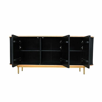 Skänk DKD Home Decor 177 x 45 x 75 cm Naturell Svart Tölgy Mangoträ