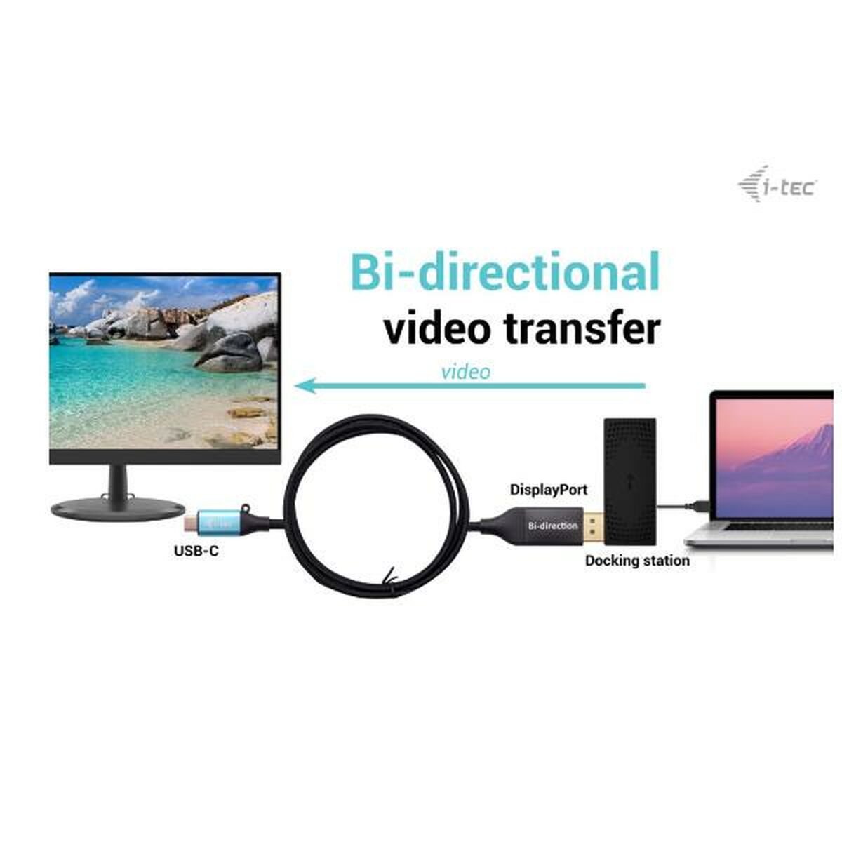 USB-kabel i-Tec C31CBLDP8KBIDIR Svart