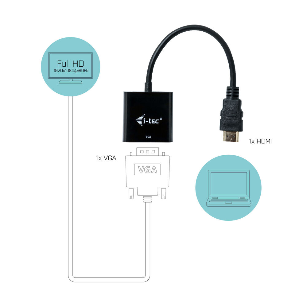 Adapter HDMI till VGA i-Tec HDMI2VGAADA Svart 15 cm - 2