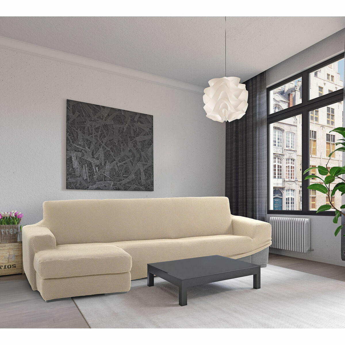 Skydd för chaiselong med kort vänster arm Sofaskins Beige (Renoverade A) - 4