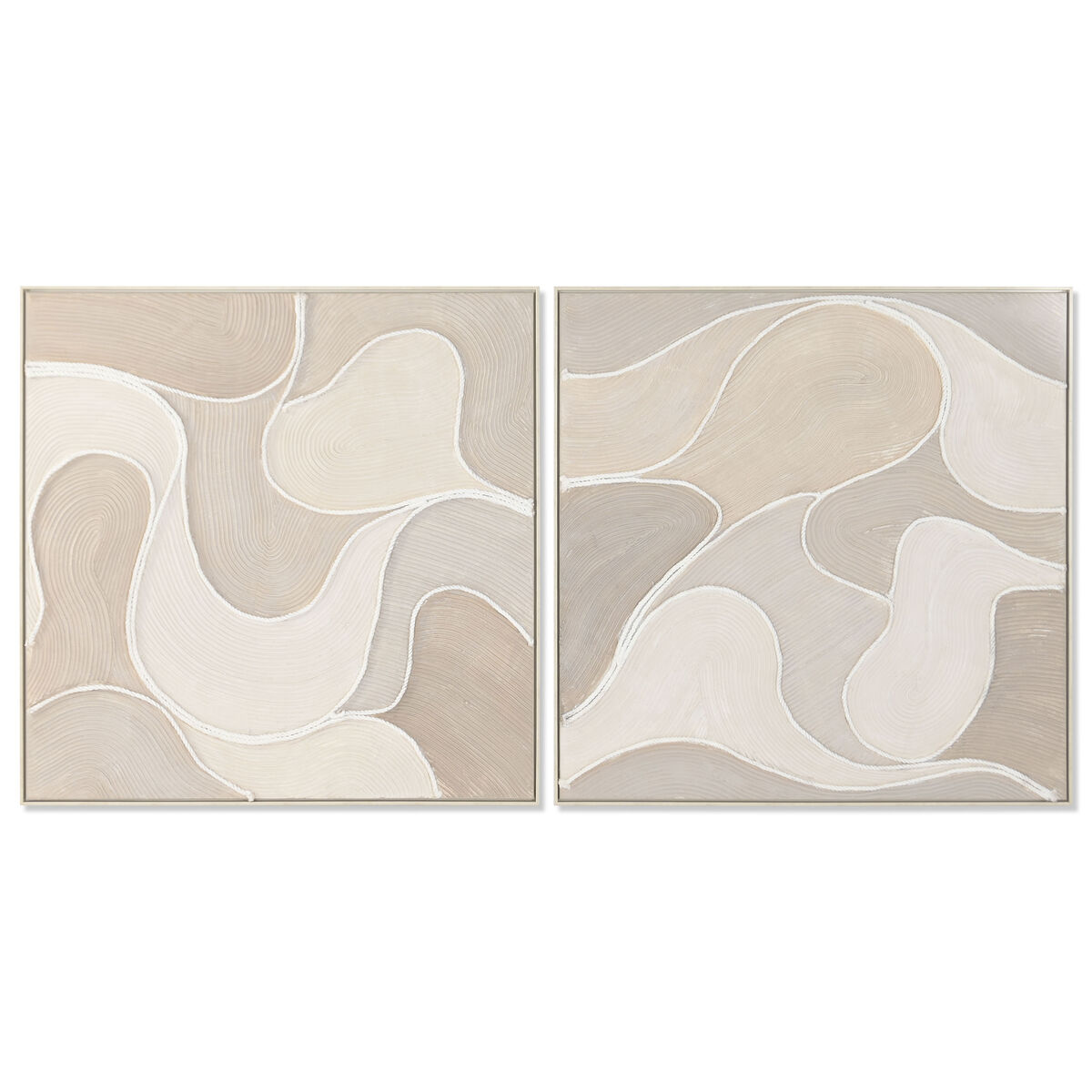 Kanvas Home ESPRIT Beige Abstrakt Skandinavisk 102 x 4,5 x 102 cm (2 antal)