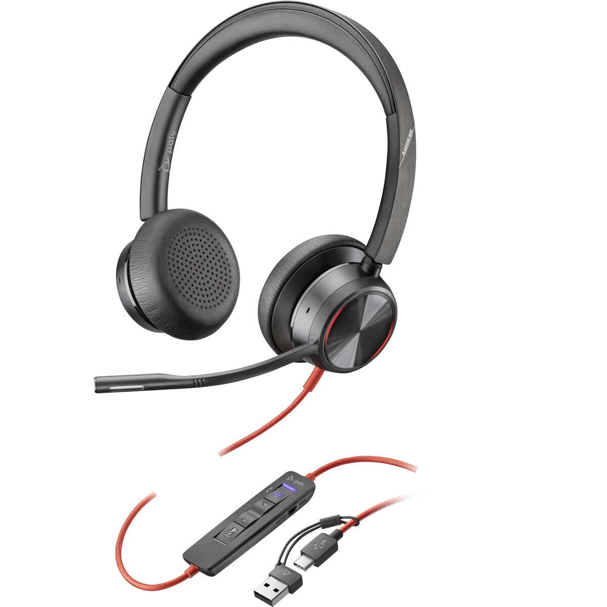 Hörlurar med Mikrofon Poly Blackwire 8225 Svart