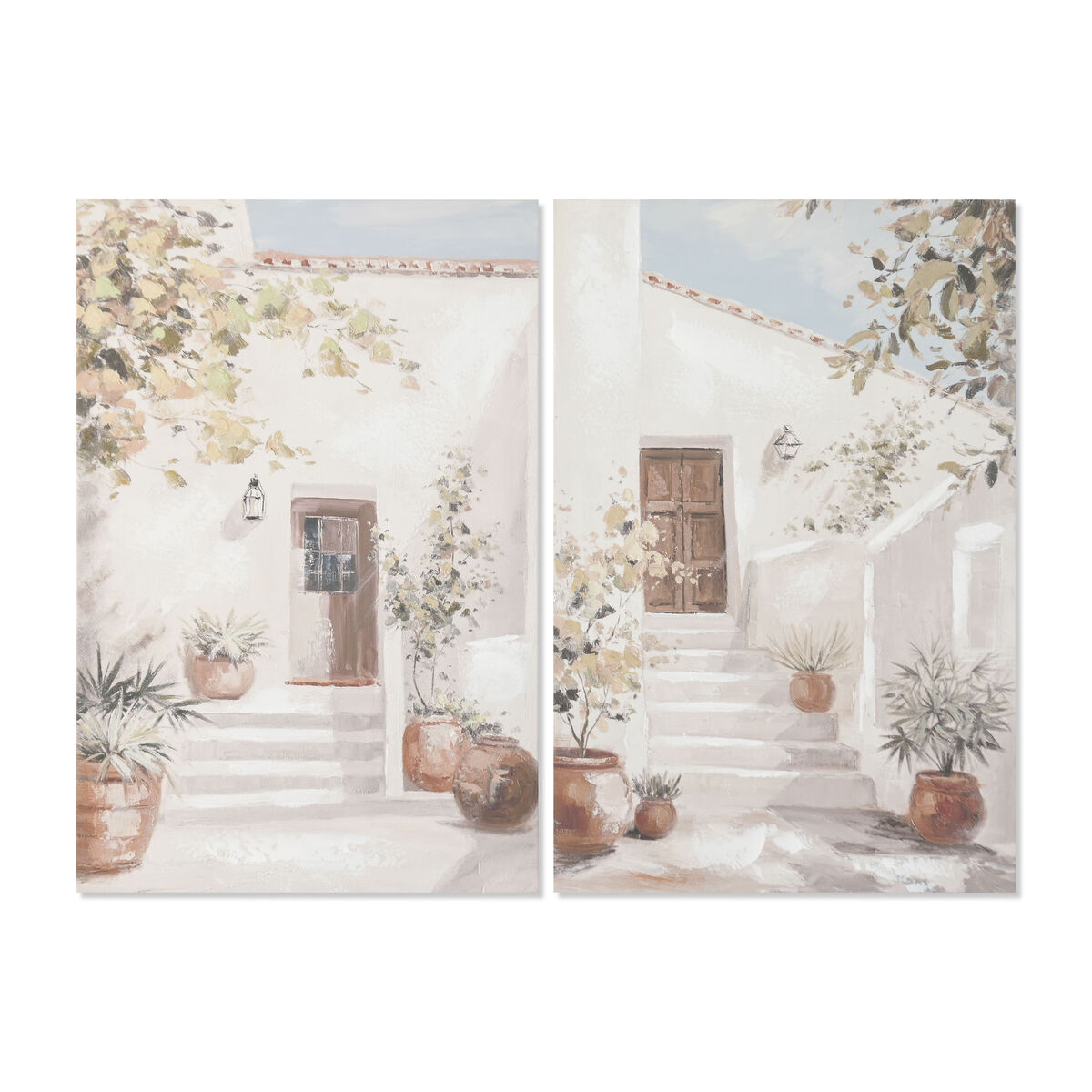 Kanvas Home ESPRIT Vit Grön Stad Cottage 60 x 3,5 x 90 cm (2 antal)