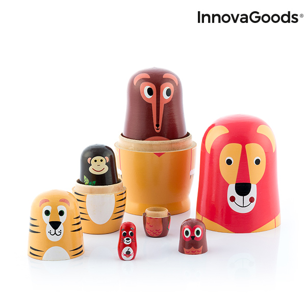 Rysk trädocka med djurfigurer Funimals InnovaGoods 11 Delar - 5