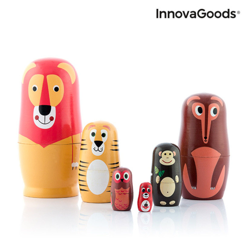 Rysk trädocka med djurfigurer Funimals InnovaGoods 11 Delar - 11
