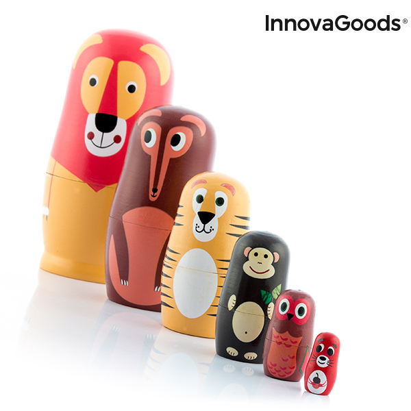 Rysk trädocka med djurfigurer Funimals InnovaGoods 11 Delar - 6