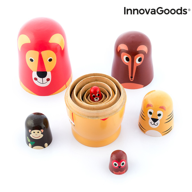 Rysk trädocka med djurfigurer Funimals InnovaGoods 11 Delar - 12