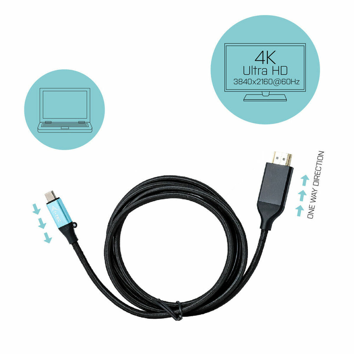 USB-C till HDMI Kabel i-Tec C31CBLHDMI60HZ2M Svart 2 m 4K Ultra HD - 8