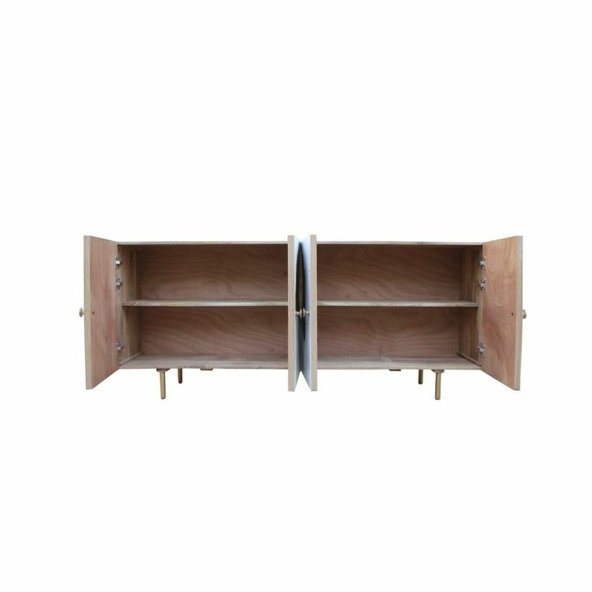 Skänk DKD Home Decor Vit Brun Gyllene Metall Mangoträ 177 x 45 x 75 cm - 2