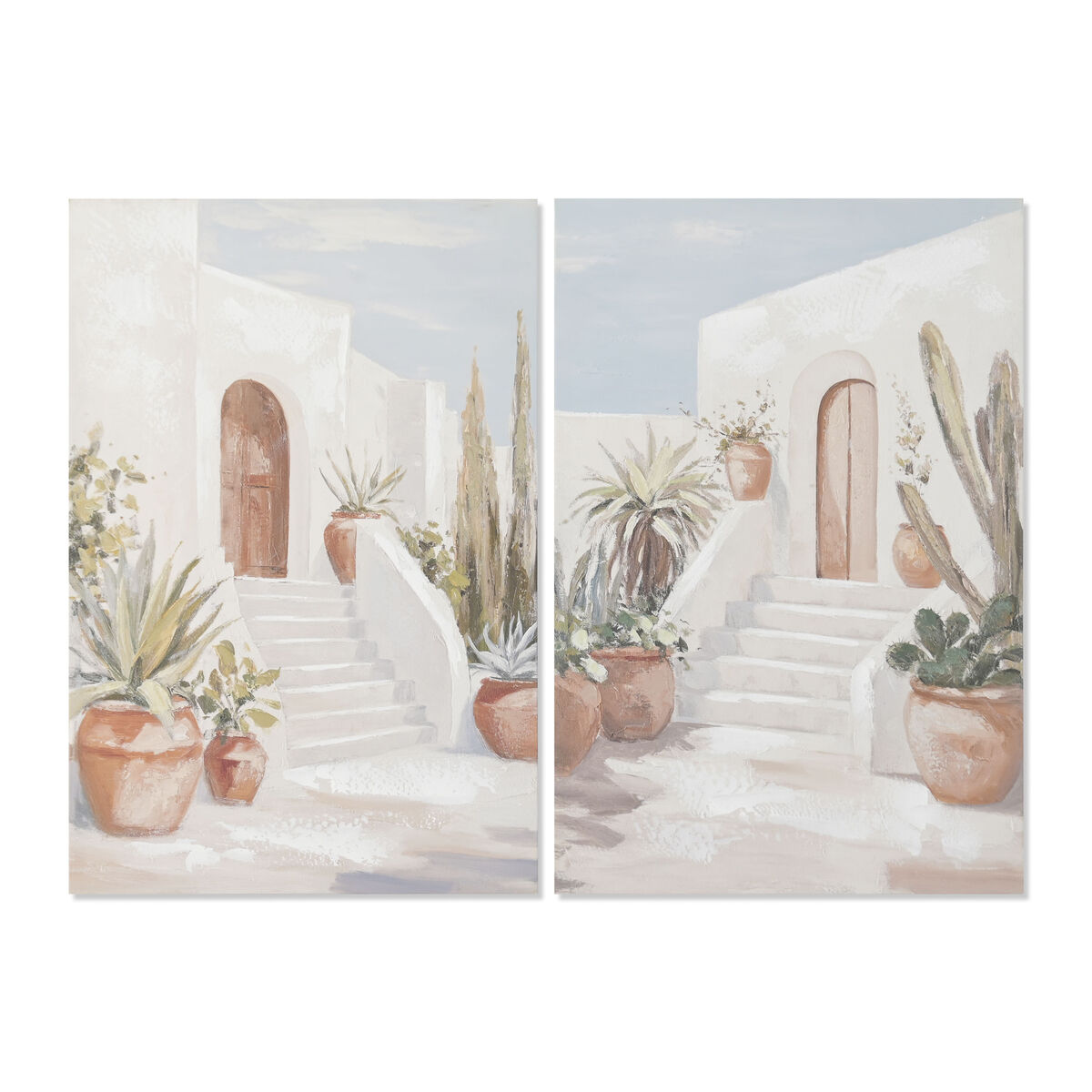 Kanvas Home ESPRIT Vit Grön Boho 60 x 3,5 x 90 cm (2 antal)