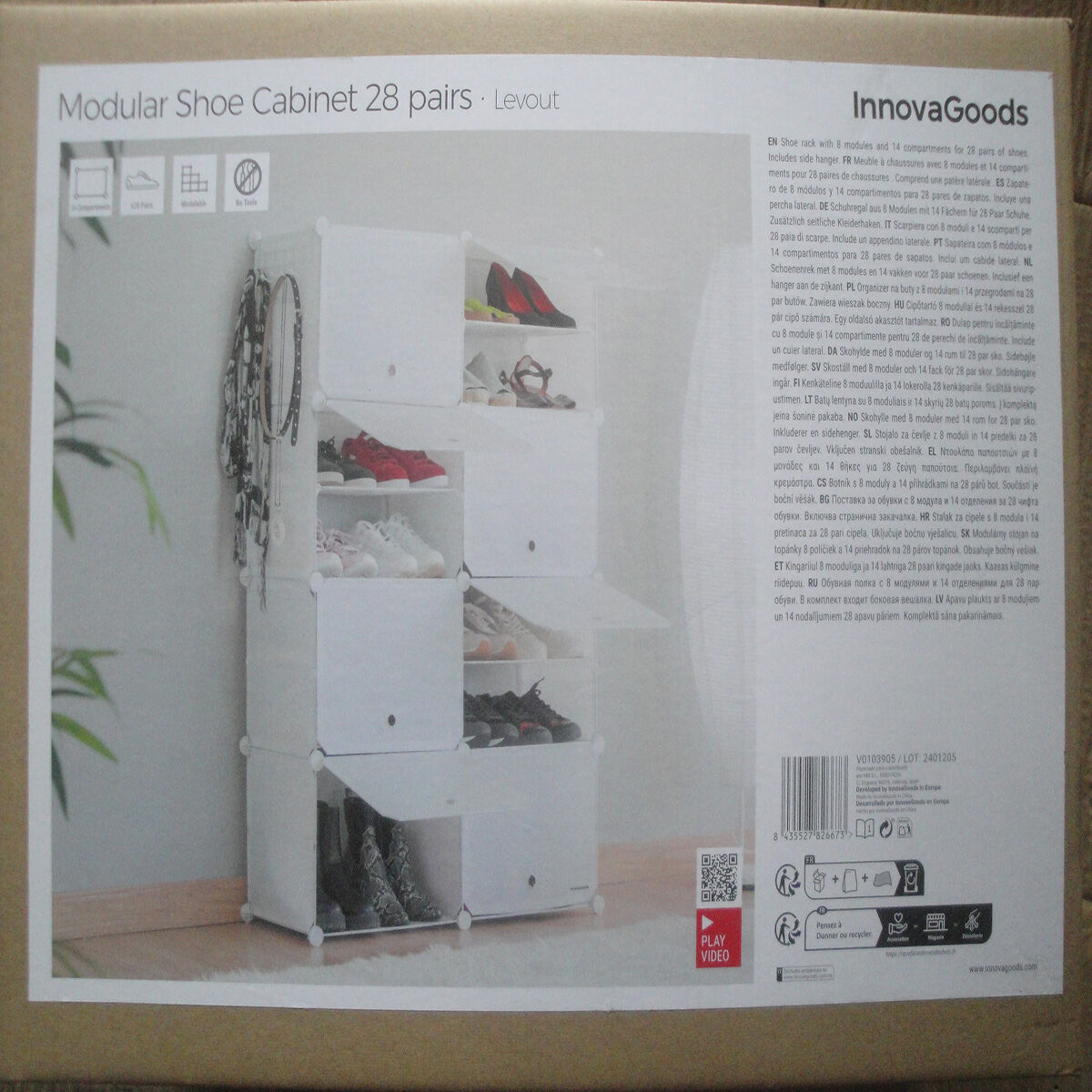 Bärbar modulär skohylla InnovaGoods Vit - 3