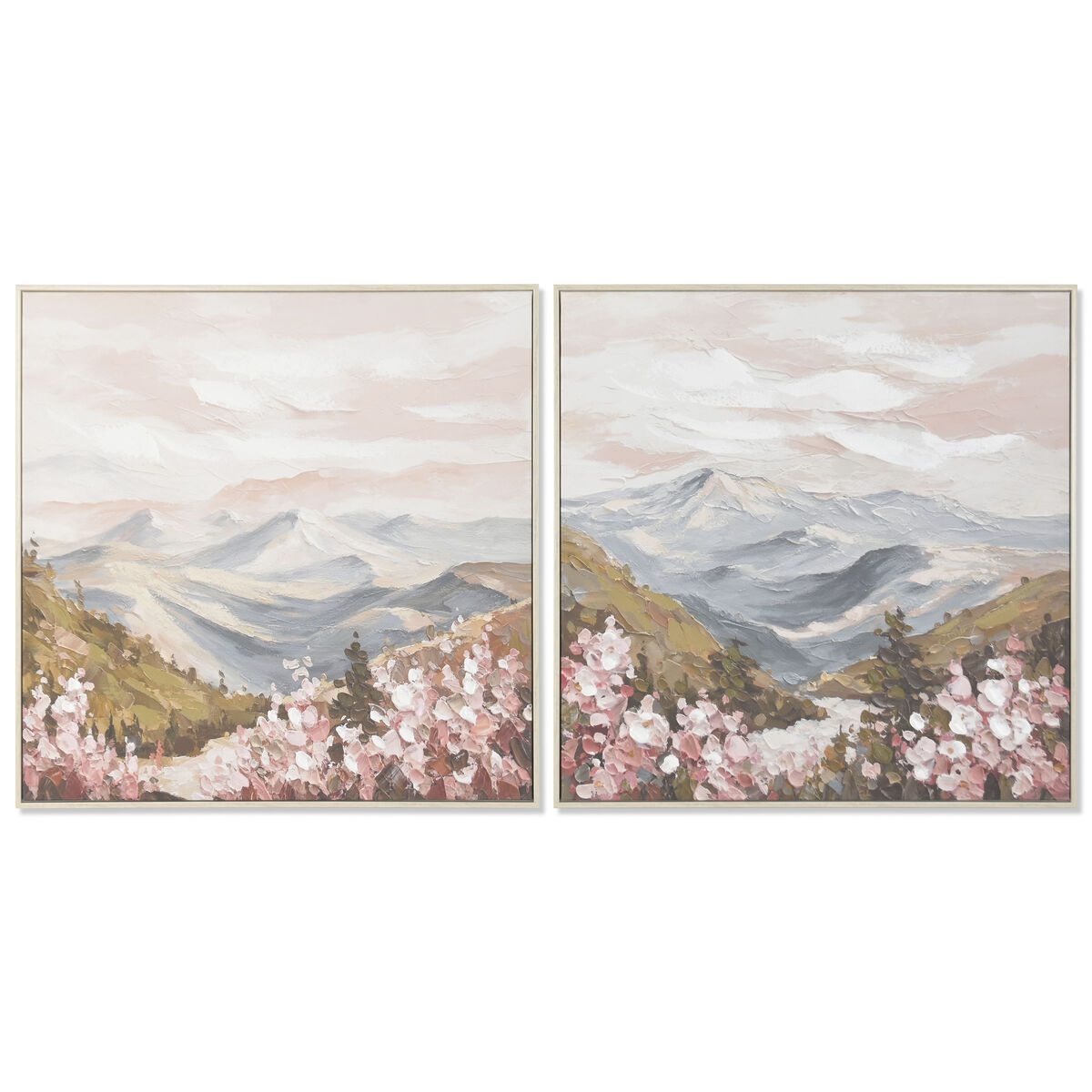 Kanvas Home ESPRIT Vit Rosa Berg 80 x 3,5 x 80 cm (2 antal)