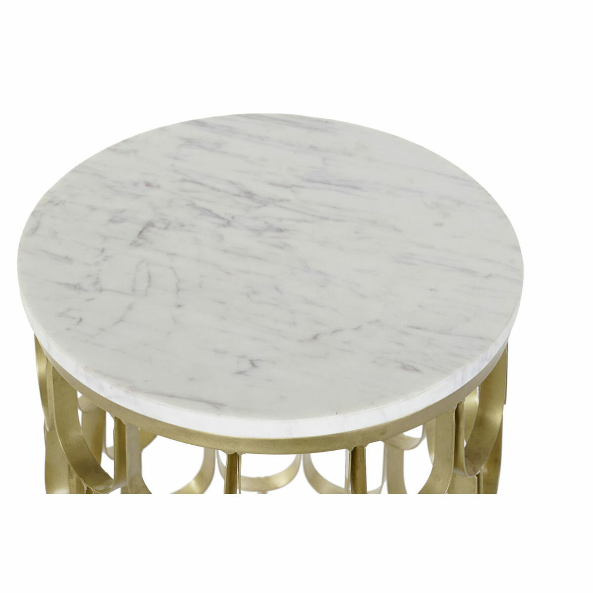 Sidobord DKD Home Decor 30,5 x 30,5 x 50 cm Gyllene Vit Plast Marmor Järn - 10