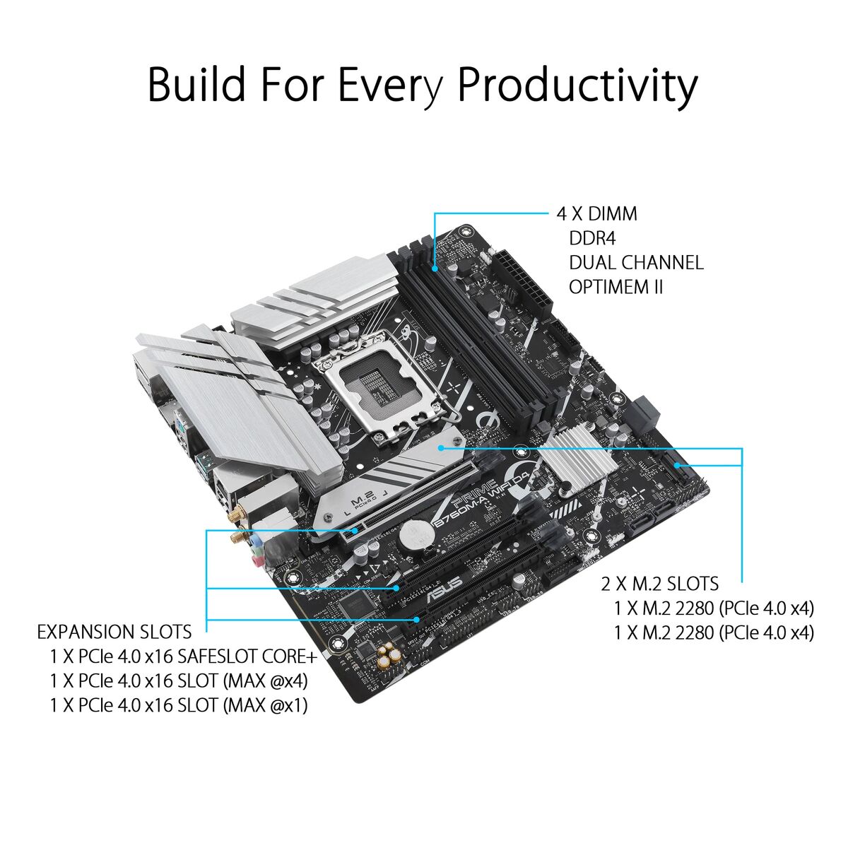 Moderkort Asus PRIME B760M-A WIFI D4 LGA 1700 Intel B760 - 4