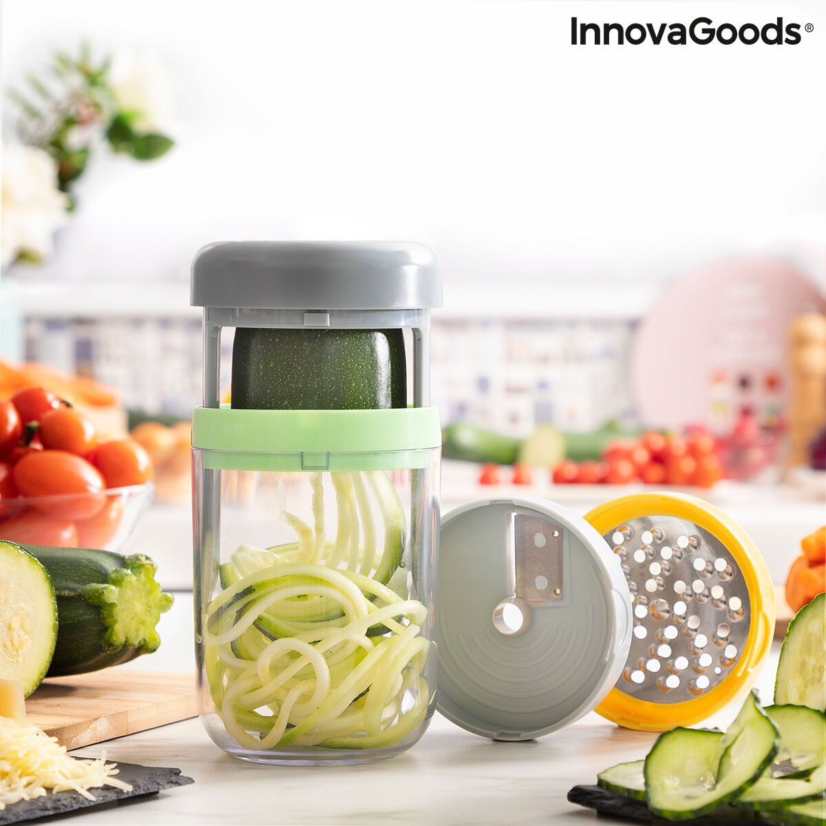 Grönsaksskärare för Spiraler och Rivjärn med Recept Vigizer InnovaGoods