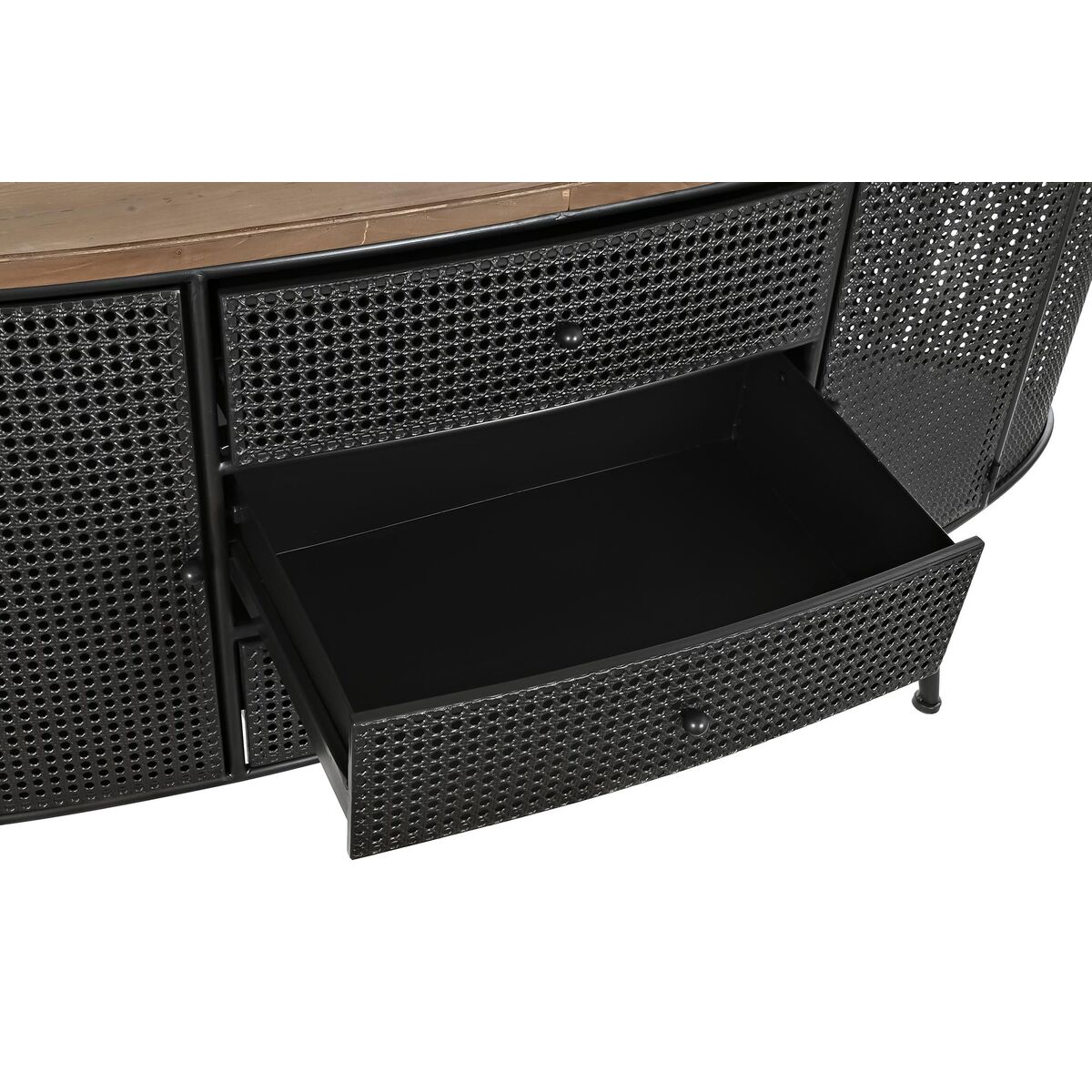 Skänk DKD Home Decor 145,5 x 45 x 76 cm Gran Svart Metall Brun - 4