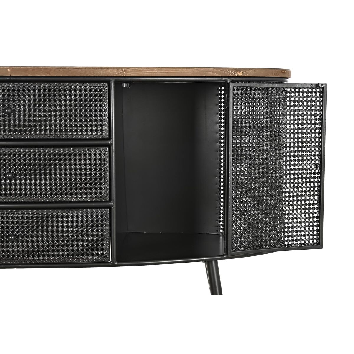 Skänk DKD Home Decor 145,5 x 45 x 76 cm Gran Svart Metall Brun - 5