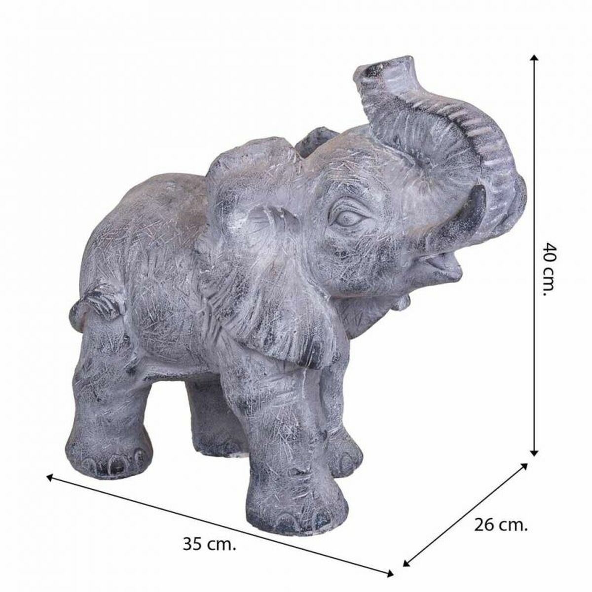 Prydnadsfigur Alexandra House Living Grå Elefant 26 x 40 x 35 cm - 7