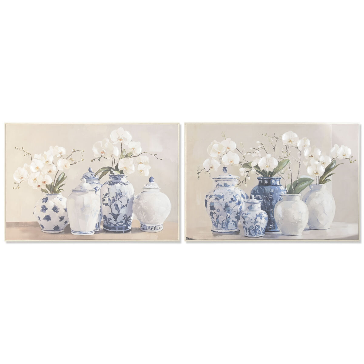 Kanvas Home ESPRIT Blå Vit Orientalisk Vas 122,5 X 4,5 X 82,5 CM (2 antal)
