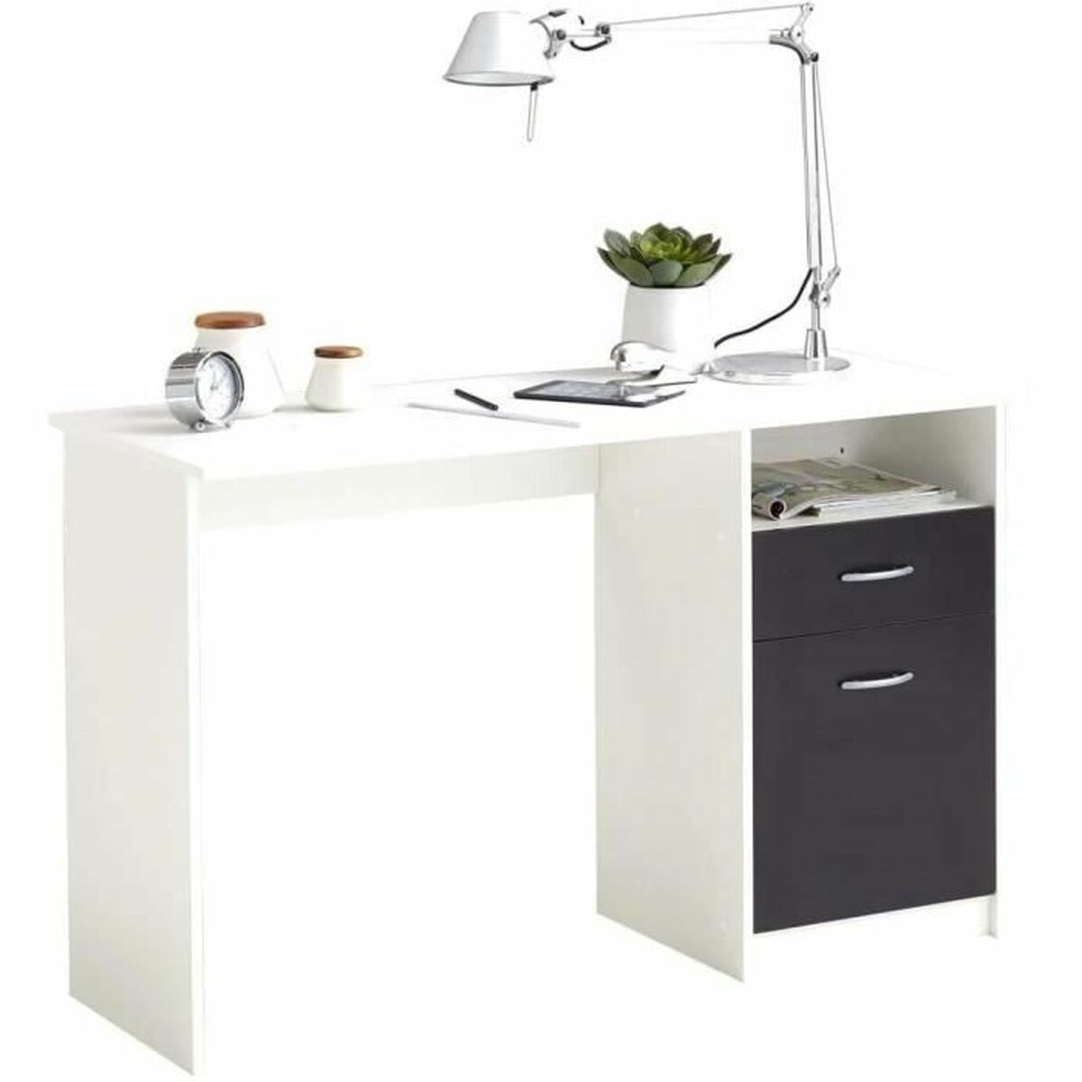 Skrivbord FMD JACKSON  Vit Svart 123 x 76,5 x 50 cm Trä