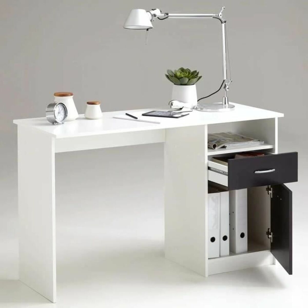 Skrivbord FMD JACKSON  Vit Svart 123 x 76,5 x 50 cm Trä - 2