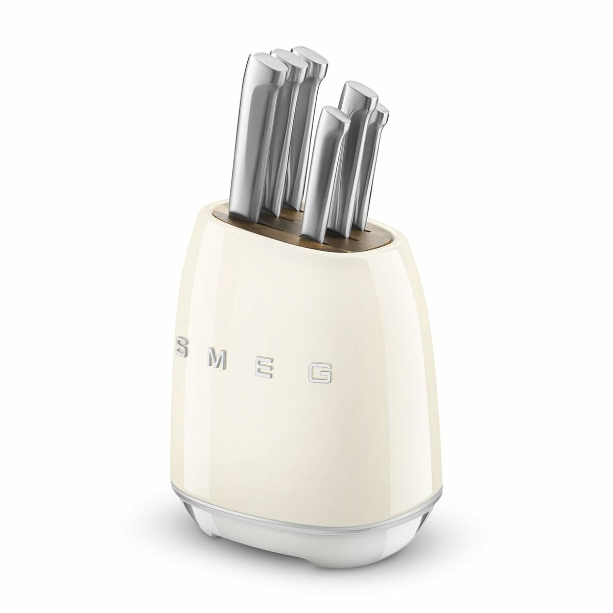 Set med köksknivar och hållare Smeg KBSF02CR Kräm - 3