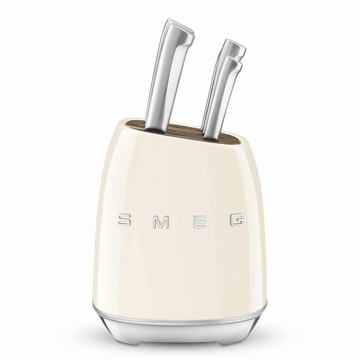 Set med köksknivar och hållare Smeg KBSF02CR Kräm