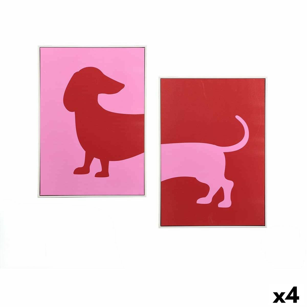Kanvas Gift Decor Röd Rosa Hund 50 x 3 x 70 cm (4 antal)