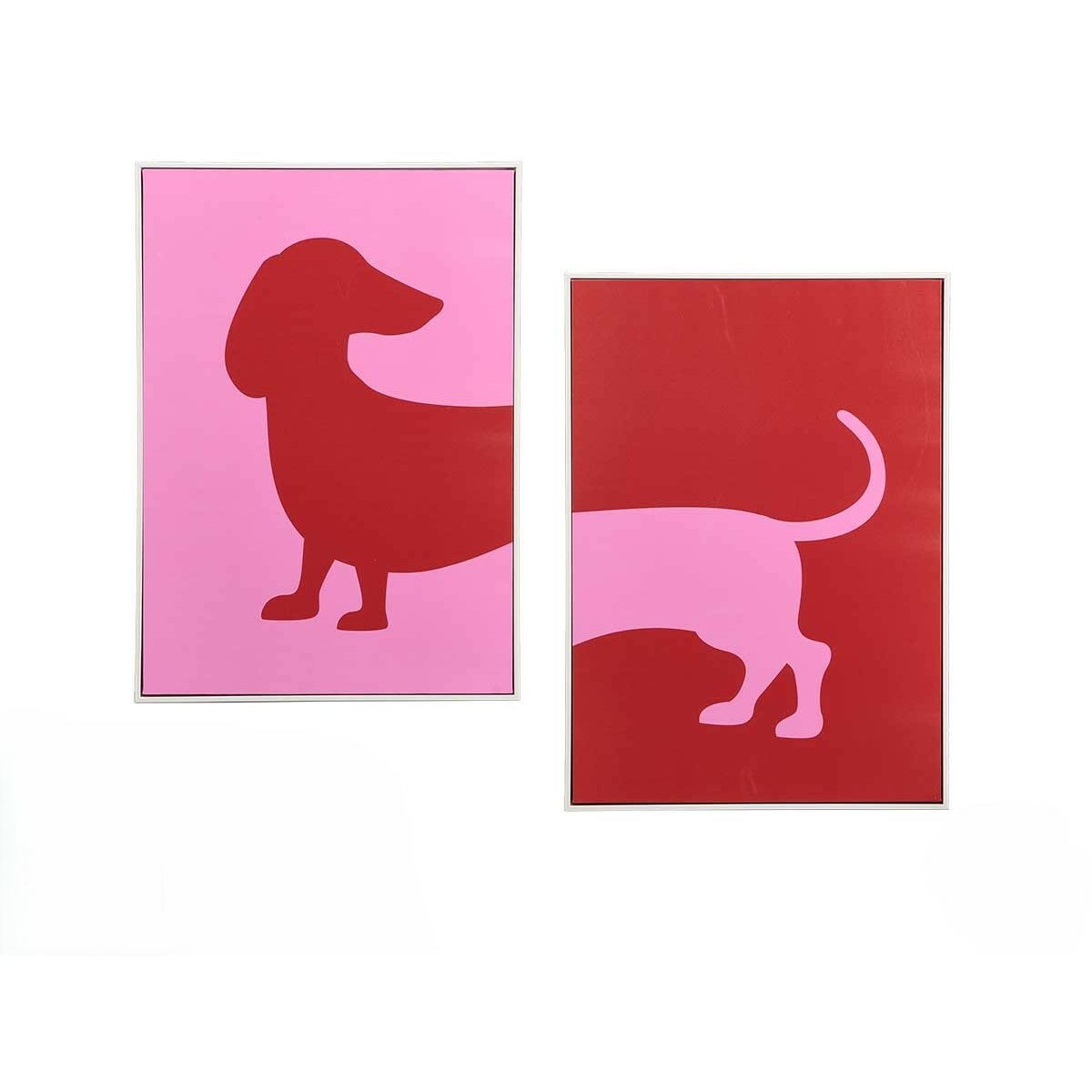 Kanvas Gift Decor Röd Rosa Hund 50 x 3 x 70 cm (4 antal) - 2