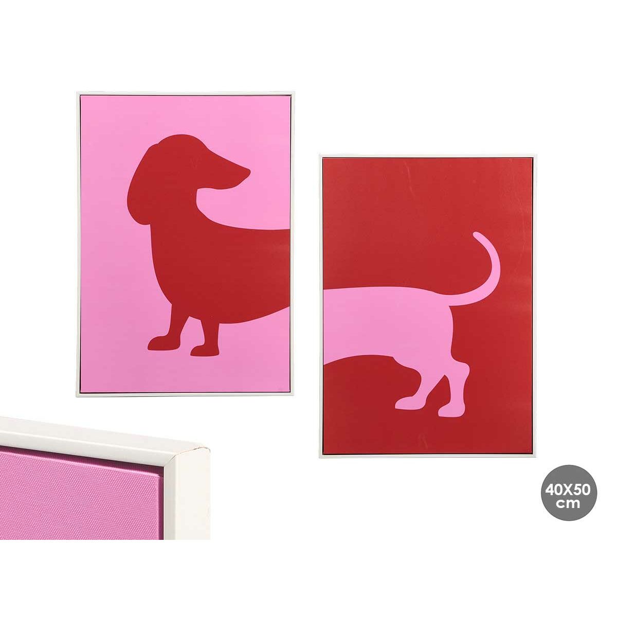 Kanvas Gift Decor Röd Rosa Hund 50 x 3 x 70 cm (4 antal) - 3