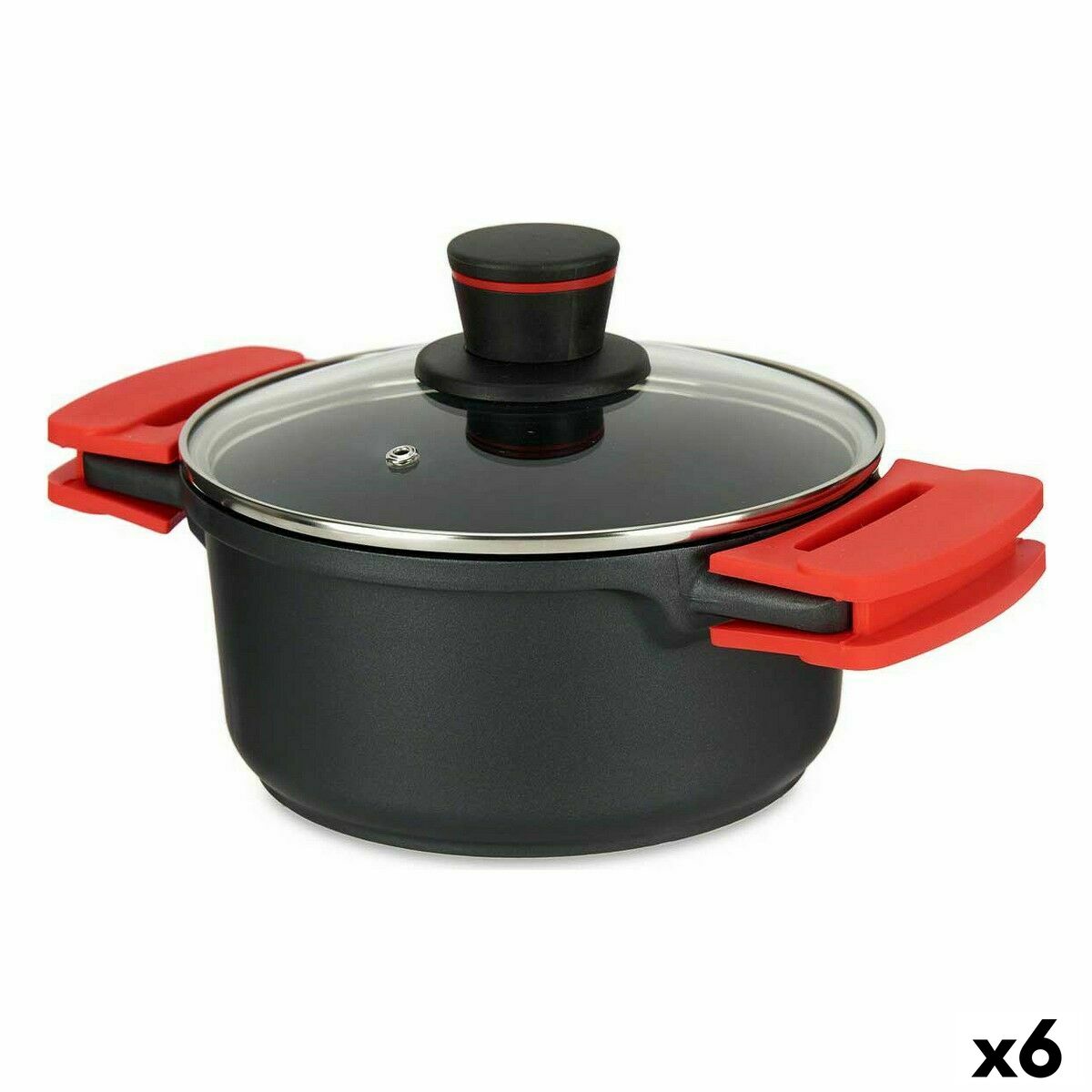 Kastrull med glaslock Ø 20 cm Svart Aluminium (6 antal) - 3