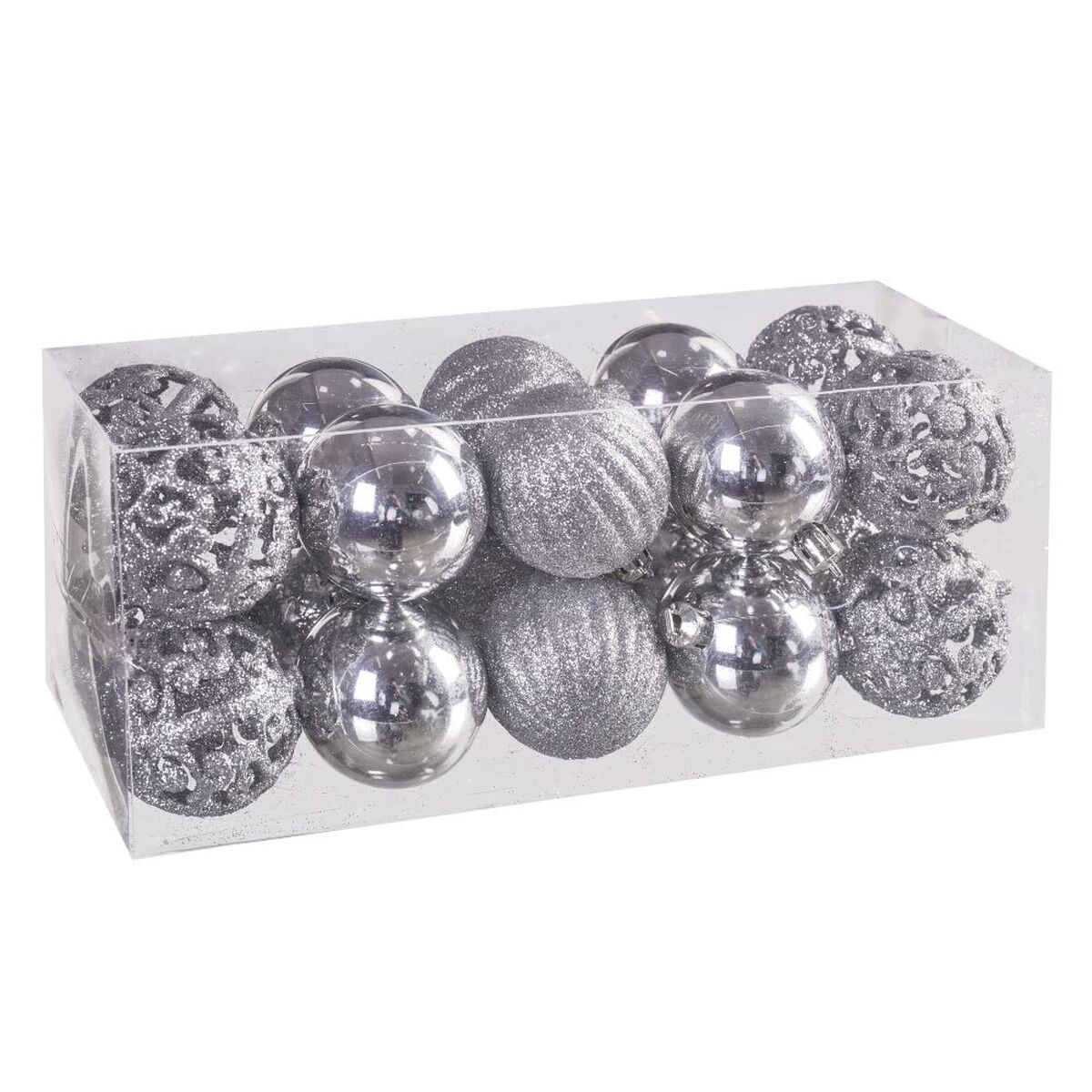 Julgranskulor Silvrig Plast 5 x 5 x 5 cm (20 antal) - 4