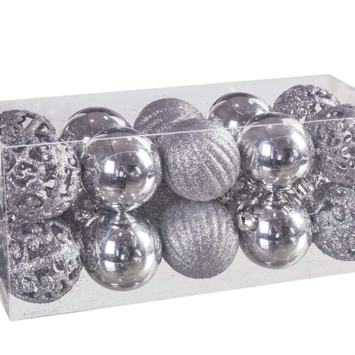 Julgranskulor Silvrig Plast 5 x 5 x 5 cm (20 antal) - 5