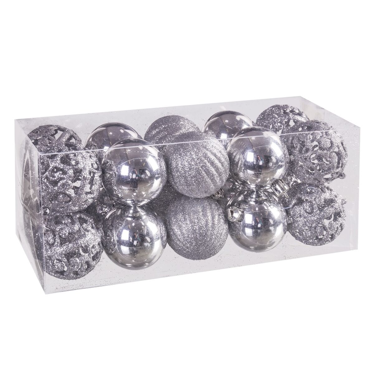 Julgranskulor Silvrig Plast 5 x 5 x 5 cm (20 antal) - 6