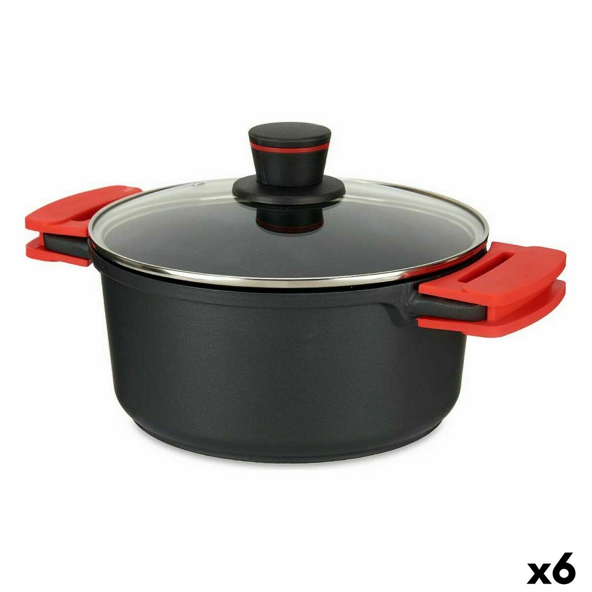Kastrull med glaslock Ø 24 cm Svart Aluminium (6 antal) - 3