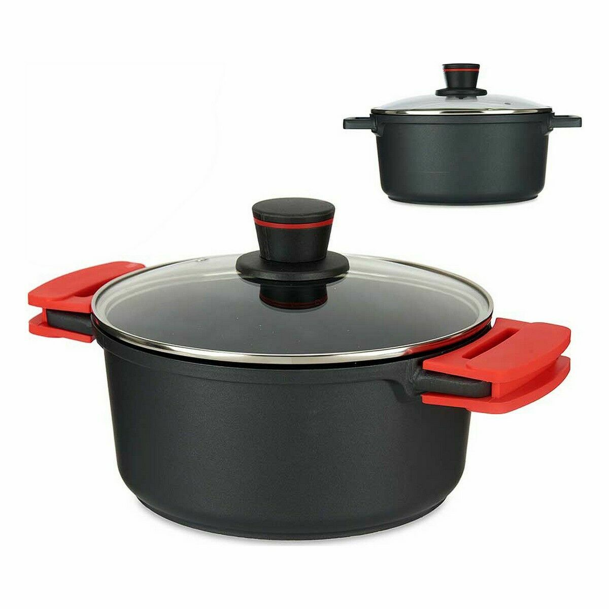Kastrull med glaslock Ø 24 cm Svart Aluminium (6 antal) - 2