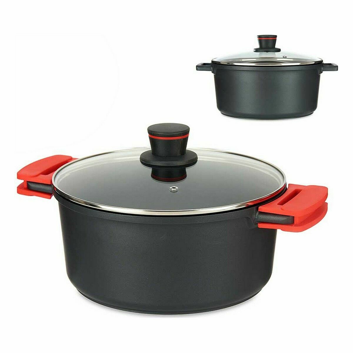 Kastrull med glaslock Ø 28 cm Svart Aluminium (4 antal) - 2