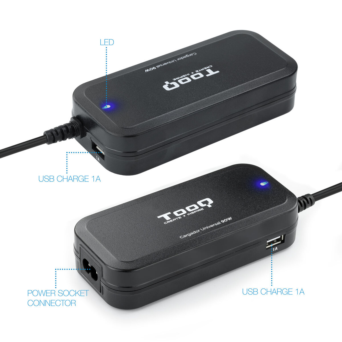 Laptopladdare TooQ TQLC-90BS02AT 90 W 90W - 3