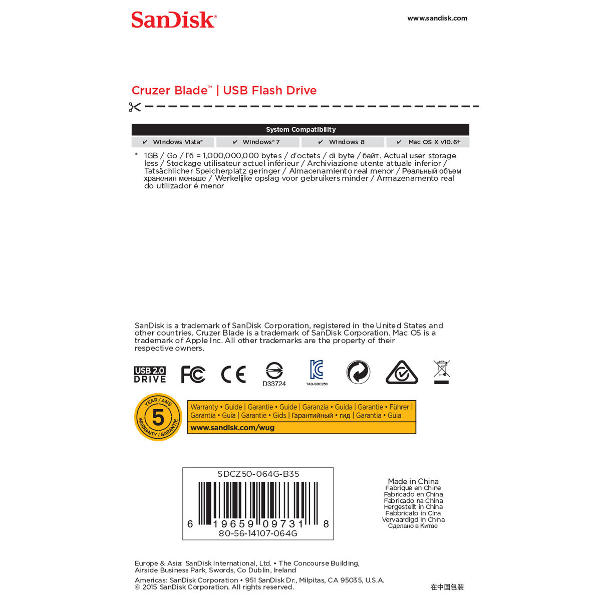 Minnessticka SanDisk SDCZ50-064G-B35 64 GB Svart - 8