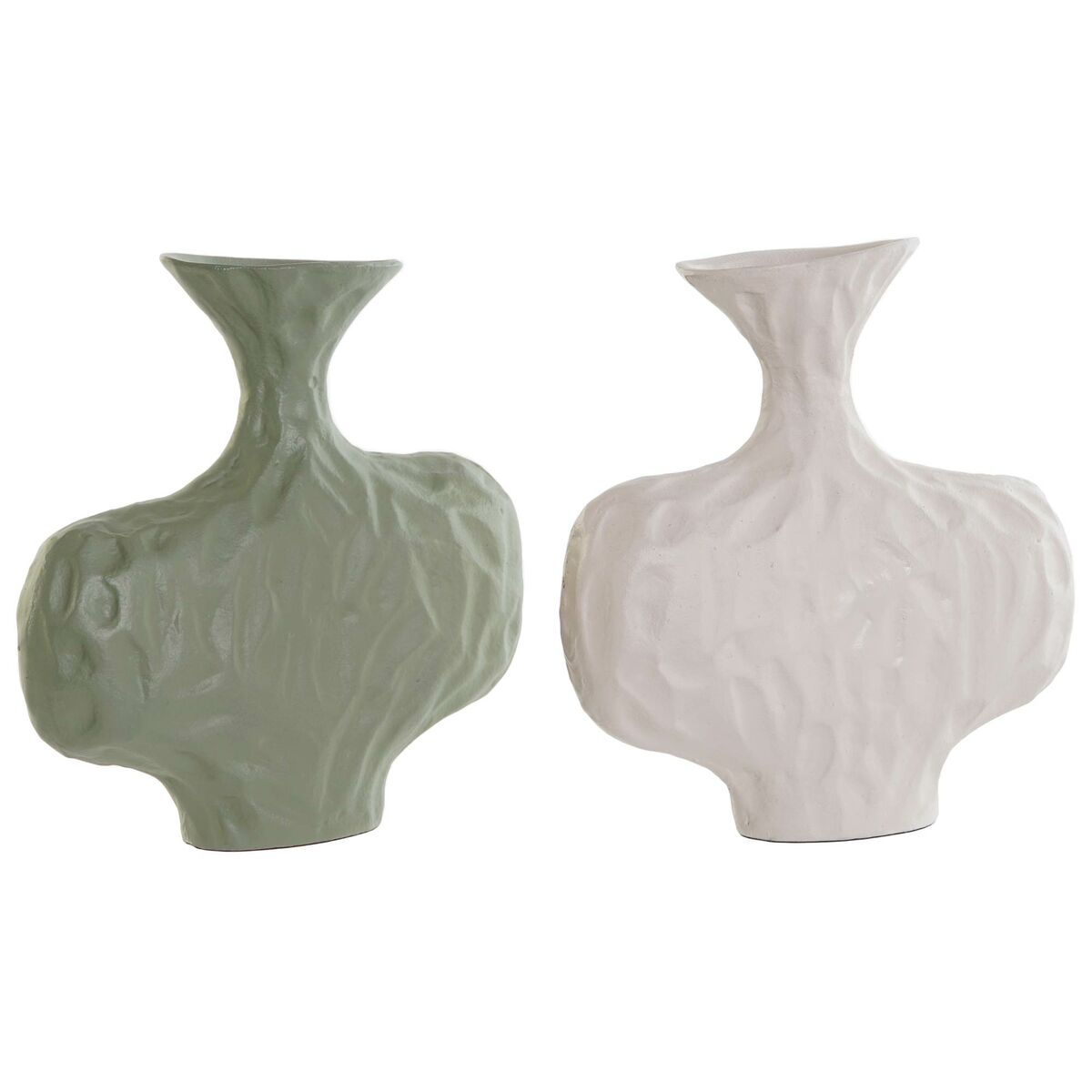 Vas DKD Home Decor Vit Grön Aluminium 20 x 6 x 21 cm (2 antal) - 3