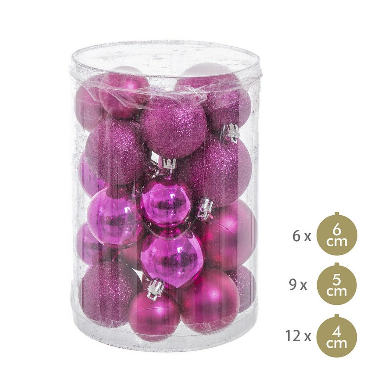 Julgranskulor Fuchsia Plast Glitter 12,5 x 12,5 x 27 cm (27 antal) - 2