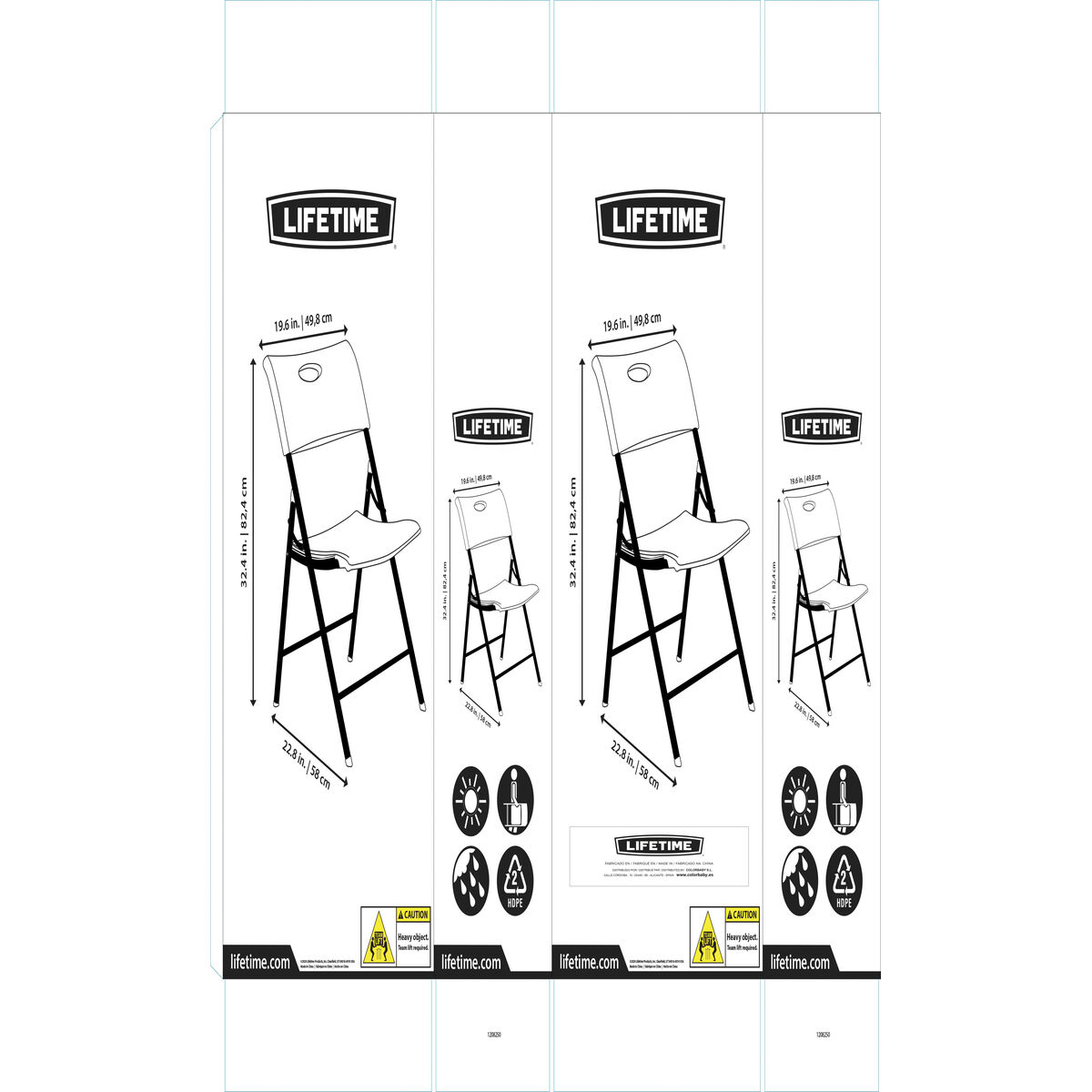 Hopfällbar Stol Lifetime 4 antal 50 x 82,5 x 58 cm - 2