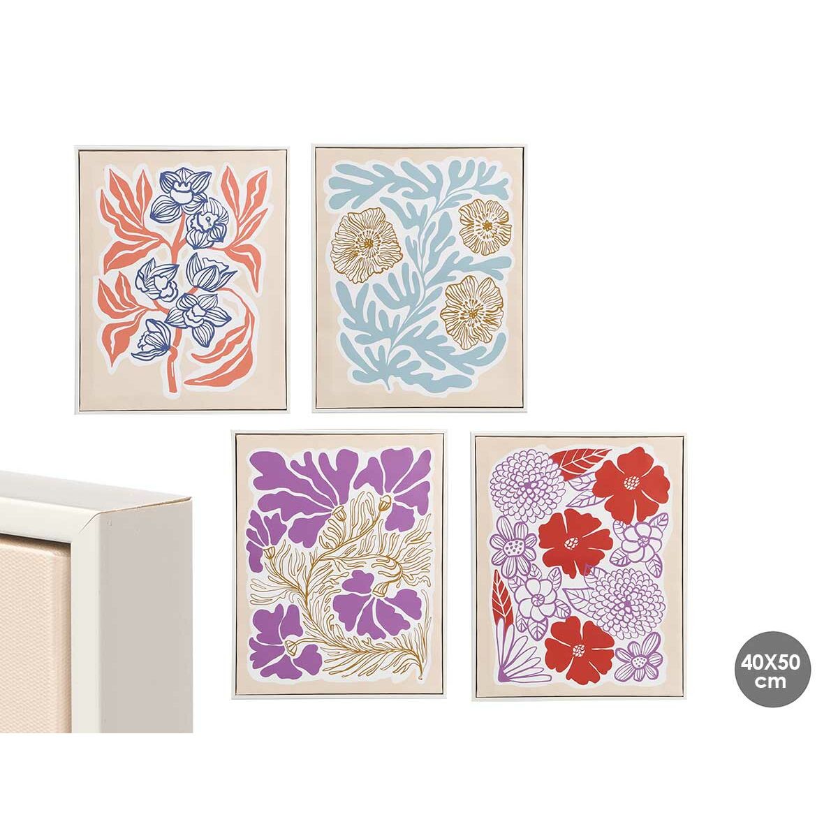 Kanvas Gift Decor Blå Röd Orange Violett Virágok 40 x 3 x 50 cm (8 antal) - 3