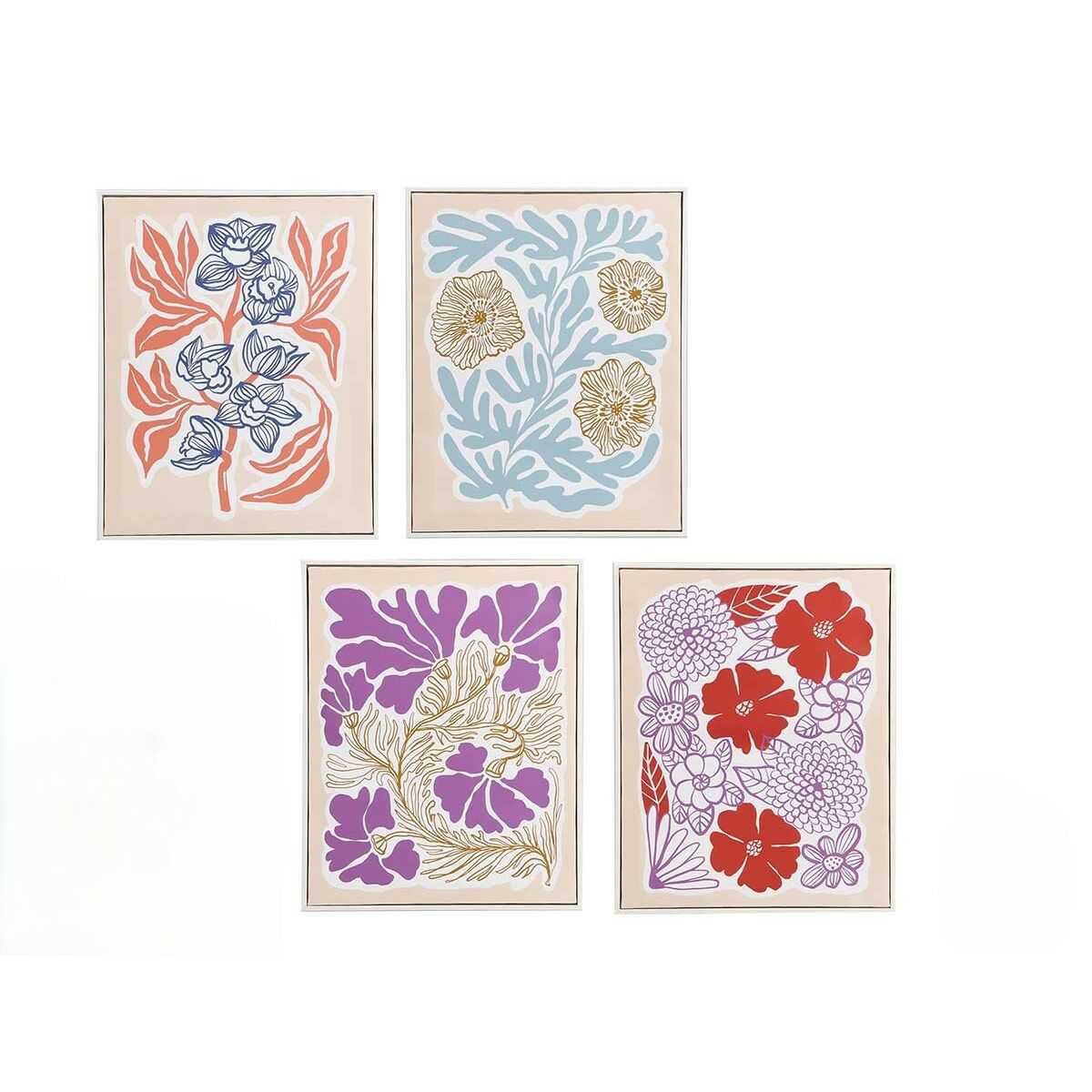 Kanvas Gift Decor Blå Röd Orange Violett Virágok 40 x 3 x 50 cm (8 antal) - 2