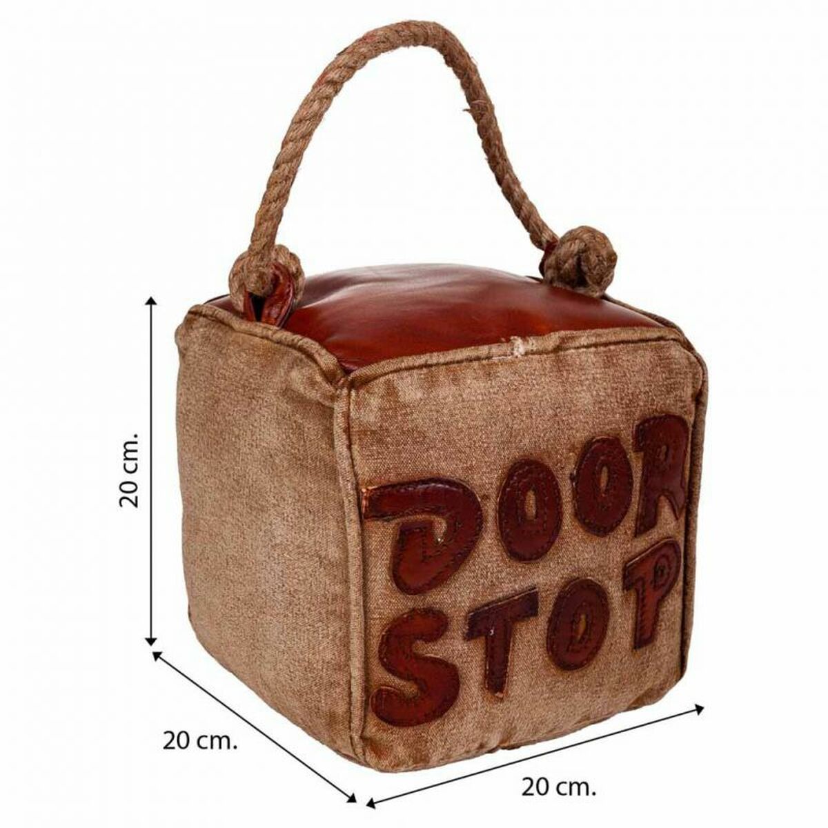 Dörrstopp Alexandra House Living Bomull Läder 20 x 20 x 20 cm Brun - 8