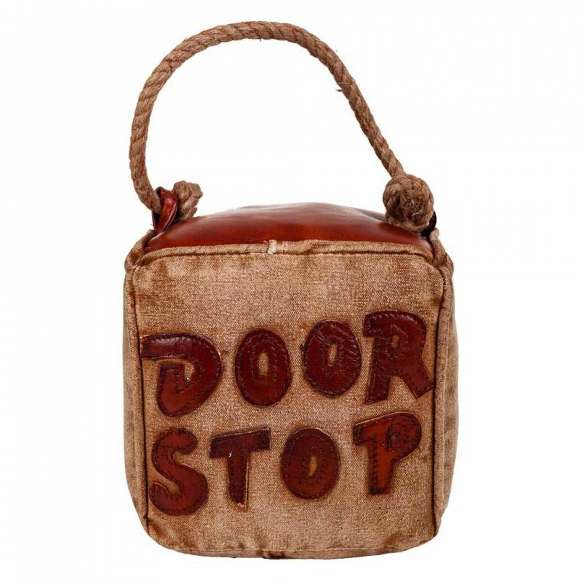 Dörrstopp Alexandra House Living Bomull Läder 20 x 20 x 20 cm Brun - 4