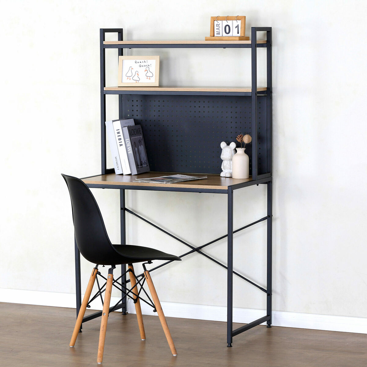 Skrivbord med hyllor Max Home Stål Melamin spånskiva 84 x 148 x 50 cm - 2